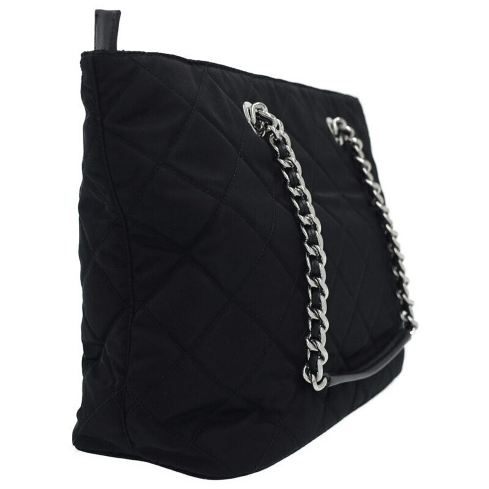 Prada Tote Impuntu Quilted Chain Nylon Tessuto Bag Black